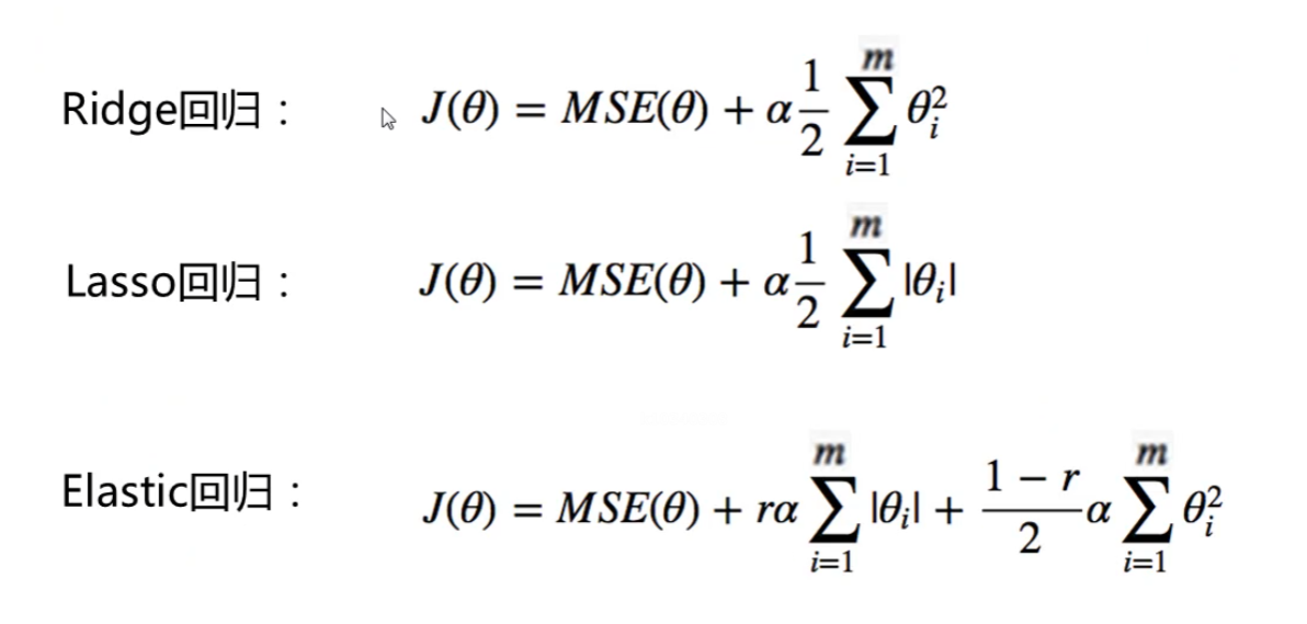 <center>三种防止过拟合的回归